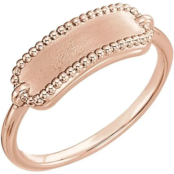 Rectangle Beaded Signet Ring James Wolf Jewelers Mason, OH