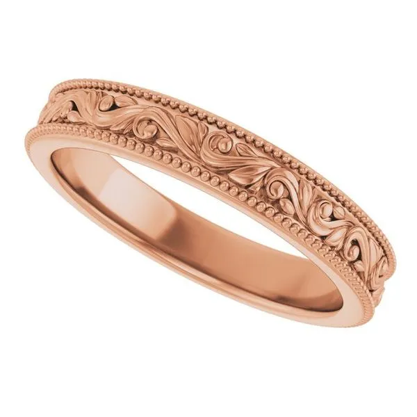 Milgrain Edge Floral Flat Band Image 5 Cherry Street Jewelers Tulsa, OK