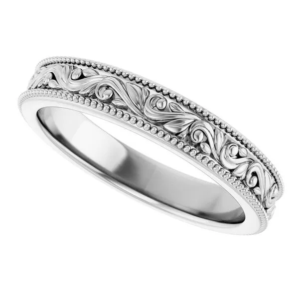 Milgrain Edge Floral Flat Band Image 5 Cherry Street Jewelers Tulsa, OK