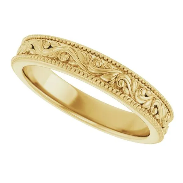 Milgrain Edge Floral Flat Band Image 5 Mead Jewelers Enid, OK