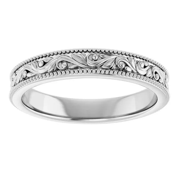 Milgrain Edge Floral Flat Band Image 3 Mead Jewelers Enid, OK