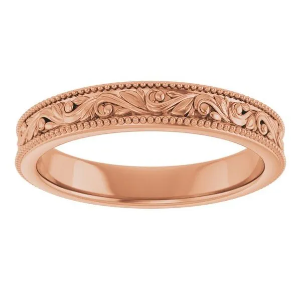 Milgrain Edge Floral Flat Band Image 3 Mead Jewelers Enid, OK