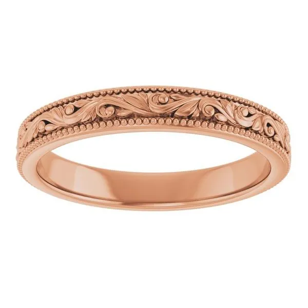 Milgrain Edge Floral Flat Band Image 3 Albert's Jewelers Kingsland, GA