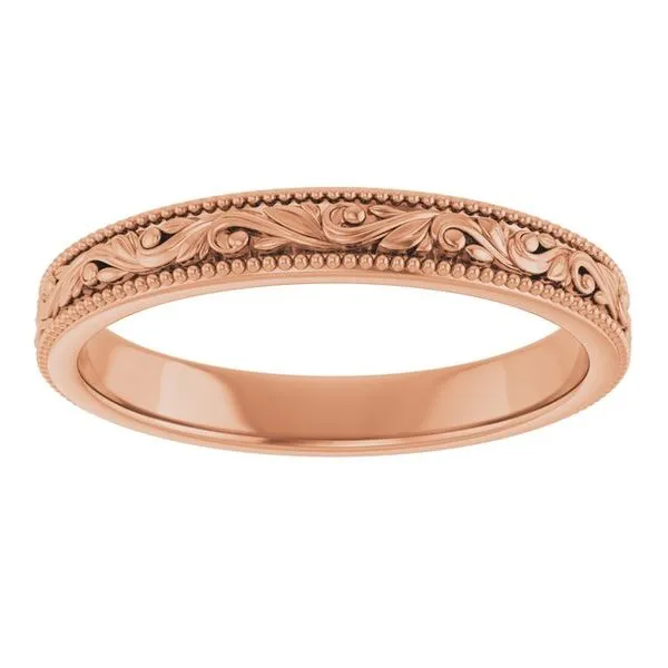Milgrain Edge Floral Flat Band Image 3 Albert's Jewelers Kingsland, GA