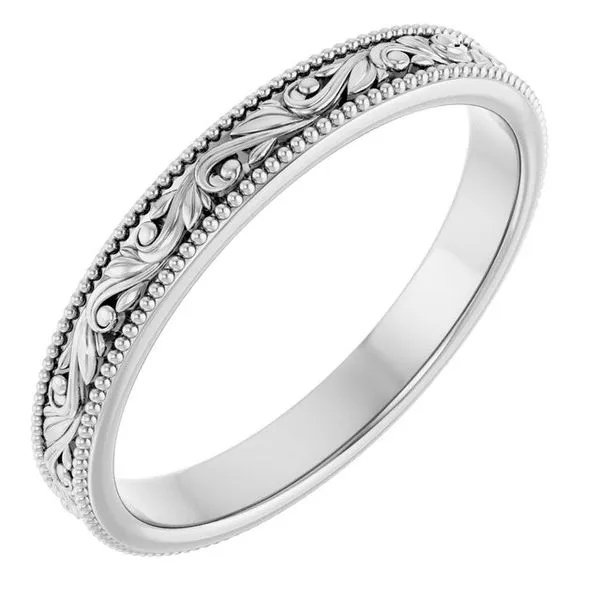 Milgrain Edge Floral Flat Band Albert's Jewelers Kingsland, GA