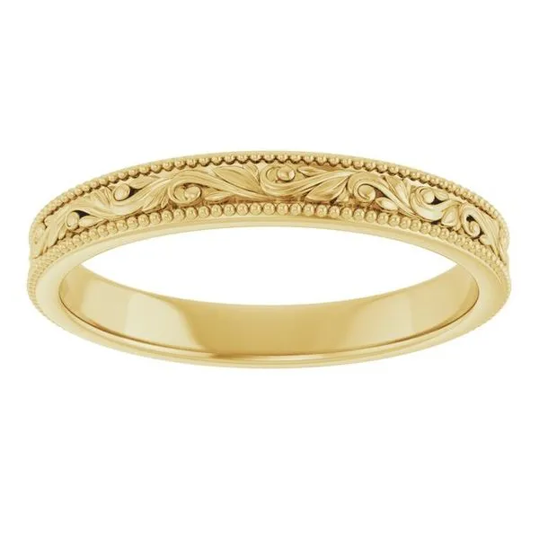 Milgrain Edge Floral Flat Band Image 3 Mead Jewelers Enid, OK