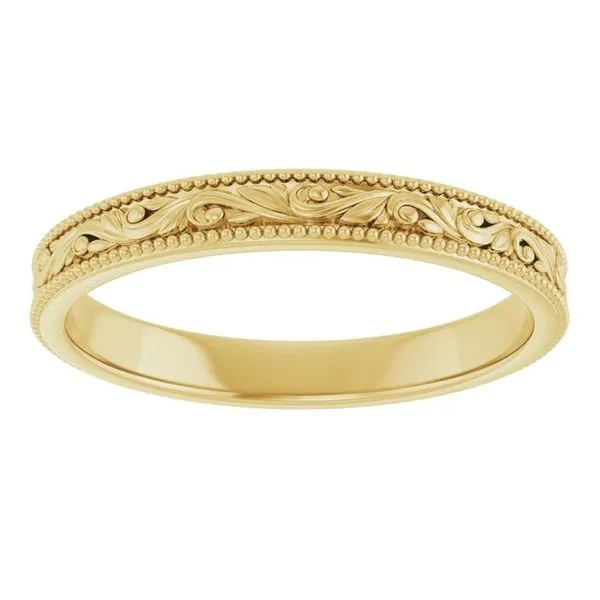 Milgrain Edge Floral Flat Band Image 3 Mead Jewelers Enid, OK