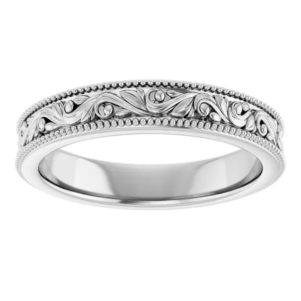 Milgrain Edge Floral Flat Band Image 3 Mead Jewelers Enid, OK