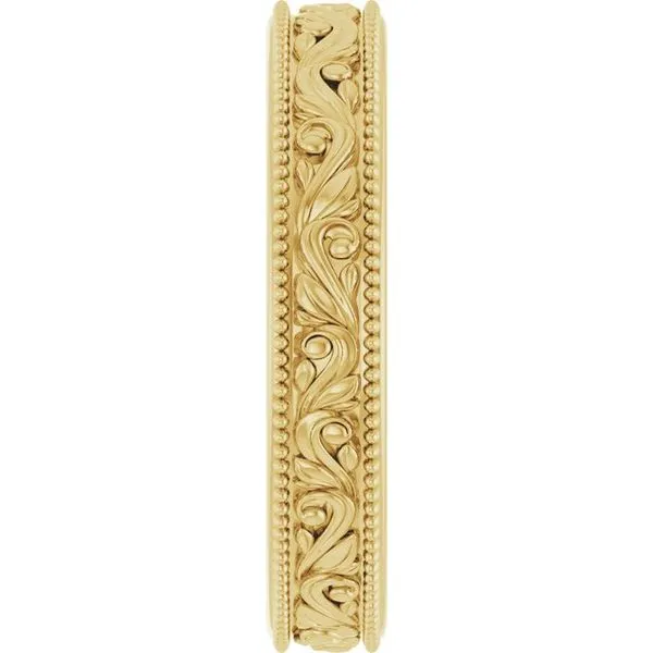 Milgrain Edge Floral Flat Band Image 4 Grayson & Co. Jewelers Iron Mountain, MI