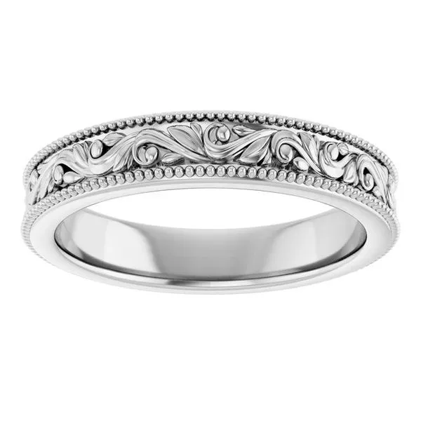 Milgrain Edge Floral Flat Band Image 3 Albert's Jewelers Kingsland, GA