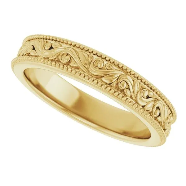 Milgrain Edge Floral Flat Band Image 5 Cherry Street Jewelers Tulsa, OK