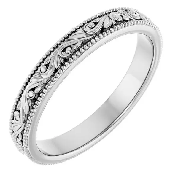Milgrain Edge Floral Flat Band Albert's Jewelers Kingsland, GA