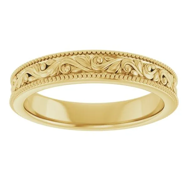 Milgrain Edge Floral Flat Band Image 3 Cherry Street Jewelers Tulsa, OK