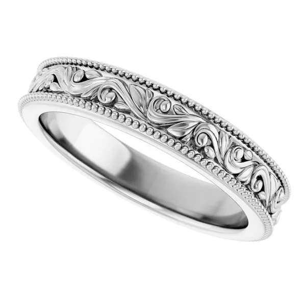 Milgrain Edge Floral Flat Band Image 5 Cherry Street Jewelers Tulsa, OK