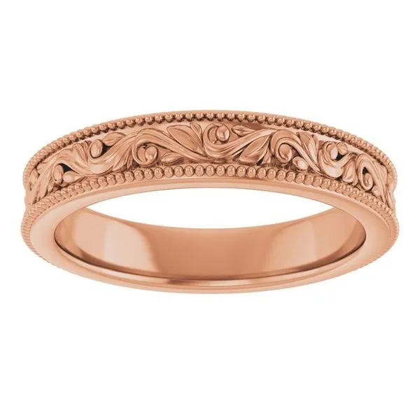 Milgrain Edge Floral Flat Band Image 3 Cherry Street Jewelers Tulsa, OK