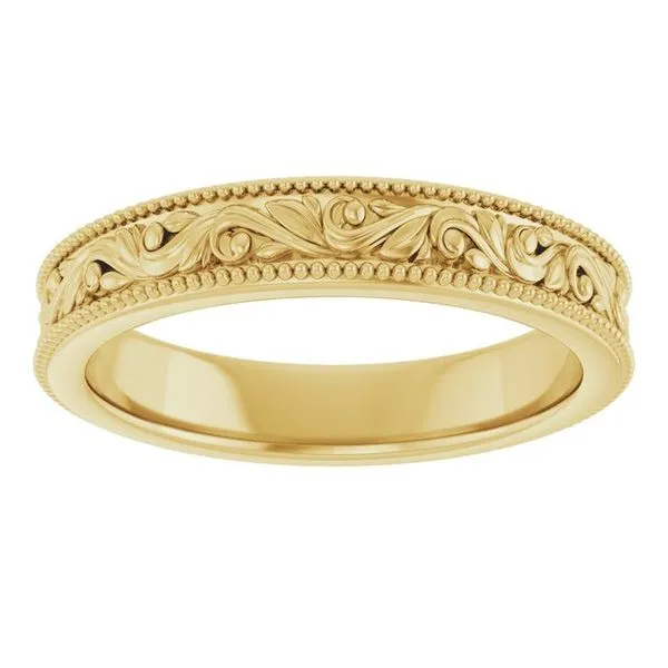 Milgrain Edge Floral Flat Band Image 3 Cherry Street Jewelers Tulsa, OK