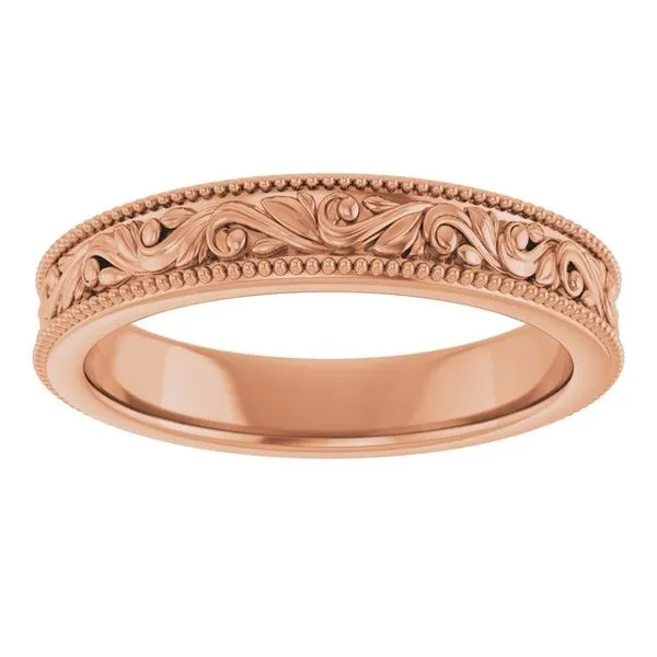 Milgrain Edge Floral Flat Band Image 3 Albert's Jewelers Kingsland, GA