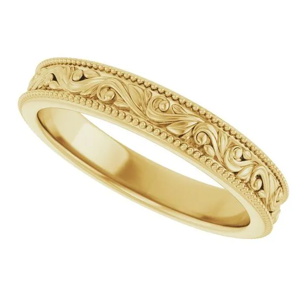 Milgrain Edge Floral Flat Band Image 5 Cherry Street Jewelers Tulsa, OK