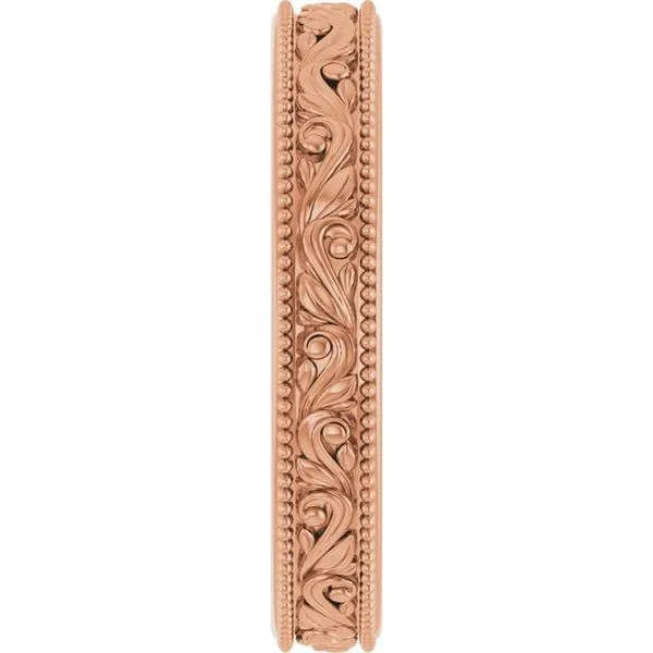 Milgrain Edge Floral Flat Band Image 4 Allain's Jewelry New Iberia, LA