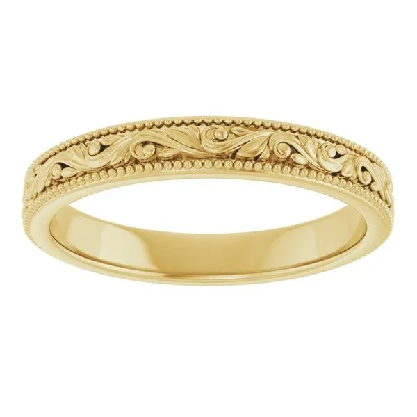 Milgrain Edge Floral Flat Band Image 3 Grayson & Co. Jewelers Iron Mountain, MI