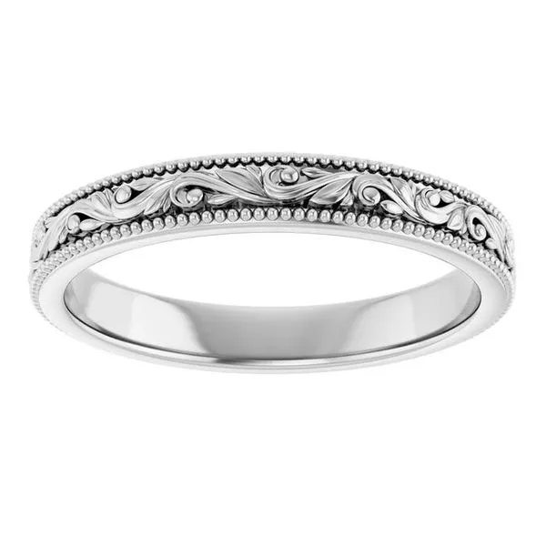 Milgrain Edge Floral Flat Band Image 3 Grayson & Co. Jewelers Iron Mountain, MI