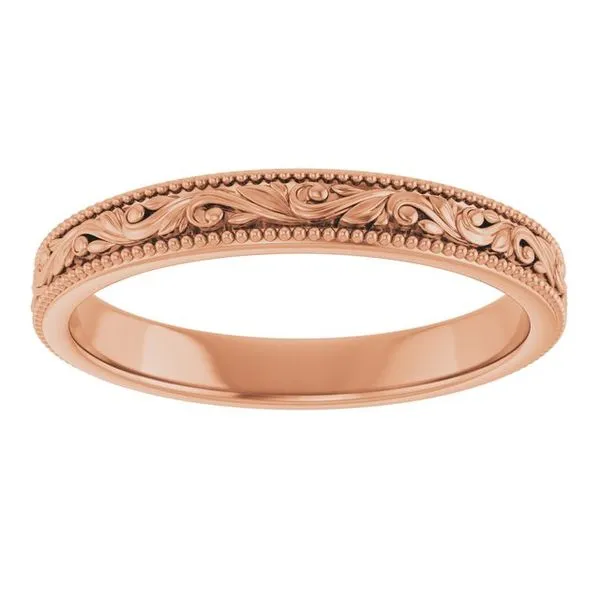 Milgrain Edge Floral Flat Band Image 3 Albert's Jewelers Kingsland, GA