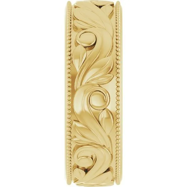 Milgrain Edge Floral Flat Band Image 4 Cherry Street Jewelers Tulsa, OK