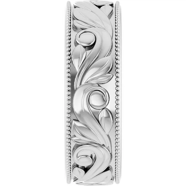 Milgrain Edge Floral Flat Band Image 4 Cherry Street Jewelers Tulsa, OK