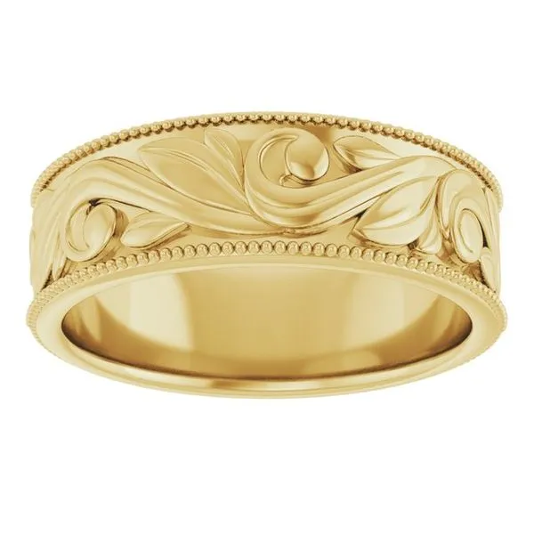 Milgrain Edge Floral Flat Band Image 3 Grayson & Co. Jewelers Iron Mountain, MI