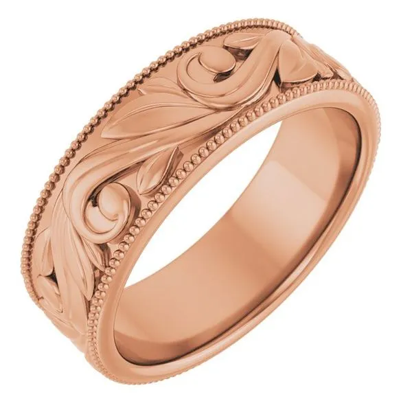 Milgrain Edge Floral Flat Band Cherry Street Jewelers Tulsa, OK