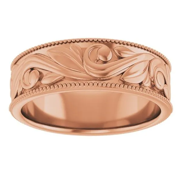 Milgrain Edge Floral Flat Band Image 3 Cherry Street Jewelers Tulsa, OK