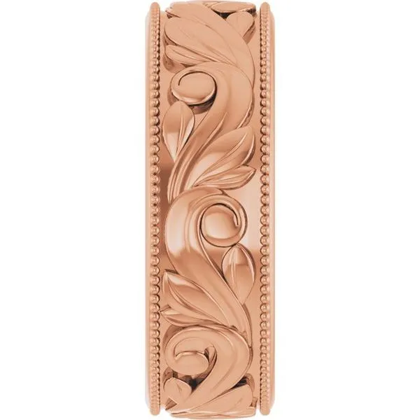 Milgrain Edge Floral Flat Band Image 4 Cherry Street Jewelers Tulsa, OK