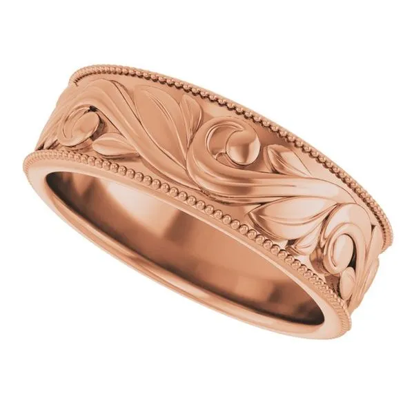 Milgrain Edge Floral Flat Band Image 5 Cherry Street Jewelers Tulsa, OK