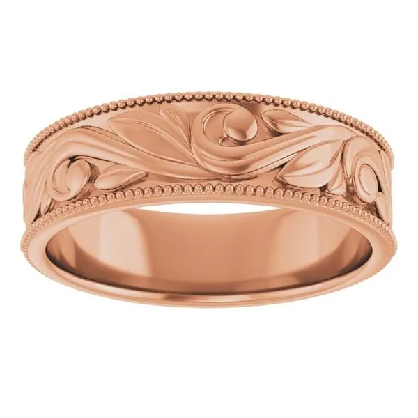 Milgrain Edge Floral Flat Band Image 3 Albert's Jewelers Kingsland, GA