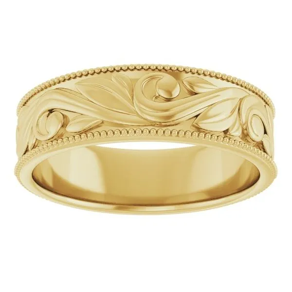 Milgrain Edge Floral Flat Band Image 3 Quantum Qarat  Phoenix, AZ