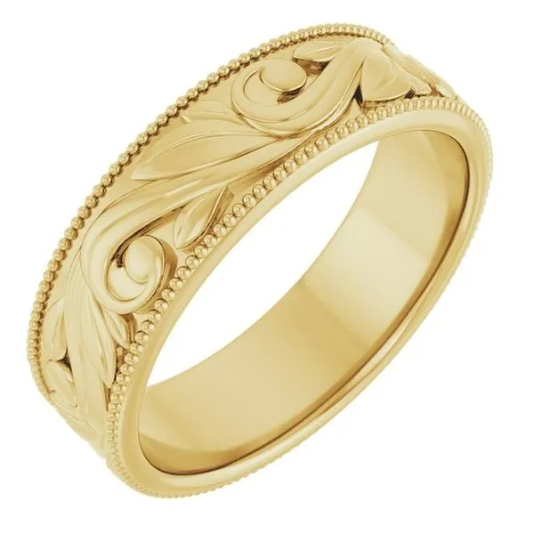 Milgrain Edge Floral Flat Band Cherry Street Jewelers Tulsa, OK