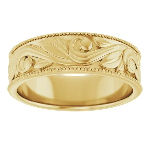 Milgrain Edge Floral Flat Band Image 3 Cherry Street Jewelers Tulsa, OK