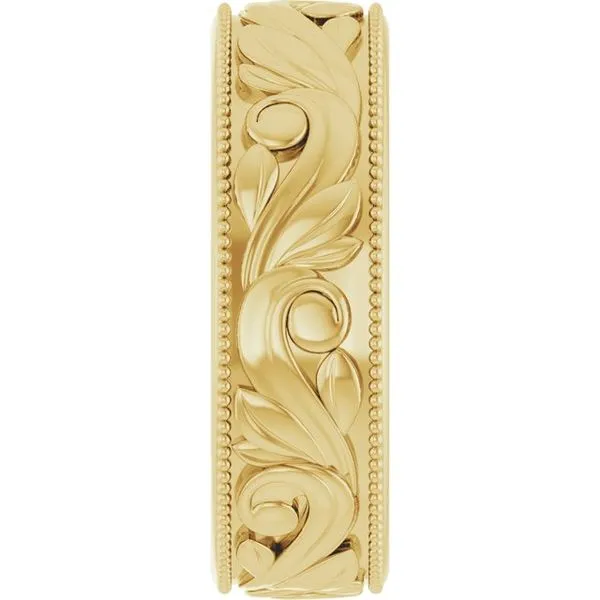 Milgrain Edge Floral Flat Band Image 4 Cherry Street Jewelers Tulsa, OK