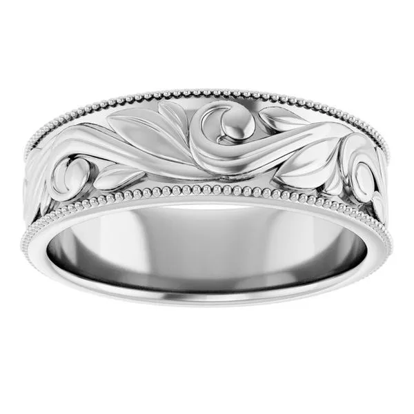 Milgrain Edge Floral Flat Band Image 3 Cherry Street Jewelers Tulsa, OK