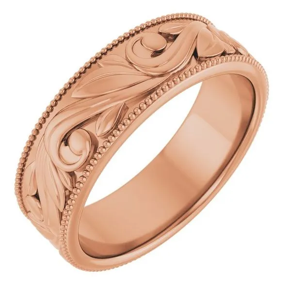 Milgrain Edge Floral Flat Band Albert's Jewelers Kingsland, GA