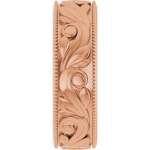 Milgrain Edge Floral Flat Band Image 4 Albert's Jewelers Kingsland, GA