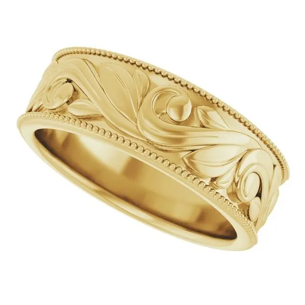 Milgrain Edge Floral Flat Band Image 5 Cherry Street Jewelers Tulsa, OK