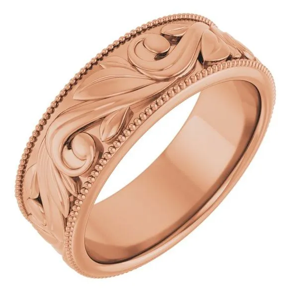 Milgrain Edge Floral Flat Band Albert's Jewelers Kingsland, GA