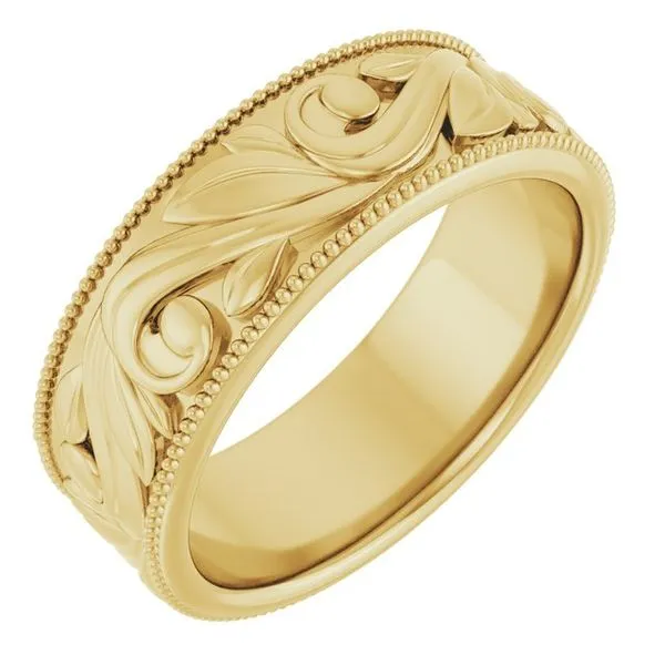 Milgrain Edge Floral Flat Band Albert's Jewelers Kingsland, GA