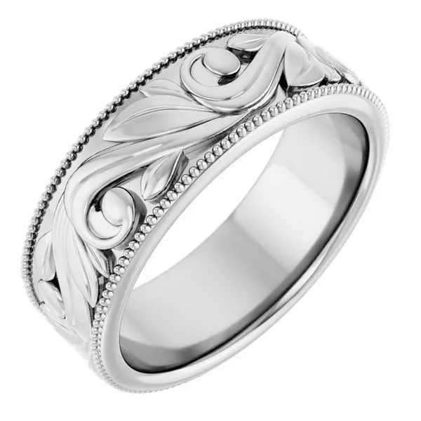 Milgrain Edge Floral Flat Band Cherry Street Jewelers Tulsa, OK