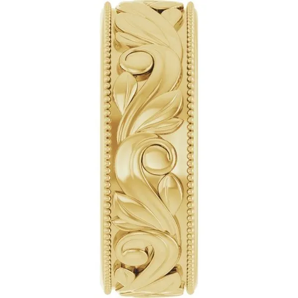 Milgrain Edge Floral Flat Band Image 4 Albert's Jewelers Kingsland, GA