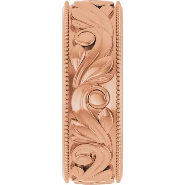 Milgrain Edge Floral Flat Band Image 4 Cherry Street Jewelers Tulsa, OK