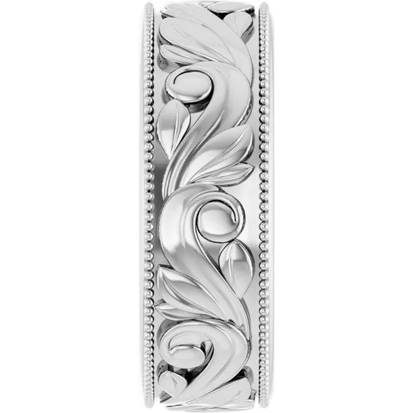 Milgrain Edge Floral Flat Band Image 4 Cherry Street Jewelers Tulsa, OK