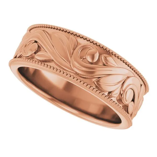 Milgrain Edge Floral Flat Band Image 5 Cherry Street Jewelers Tulsa, OK