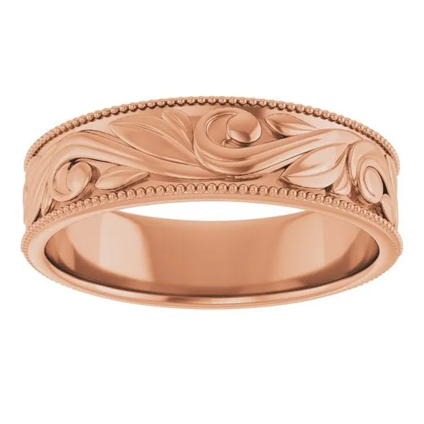 Milgrain Edge Floral Flat Band Image 3 Diamonds By Dawn Riverdale, NJ